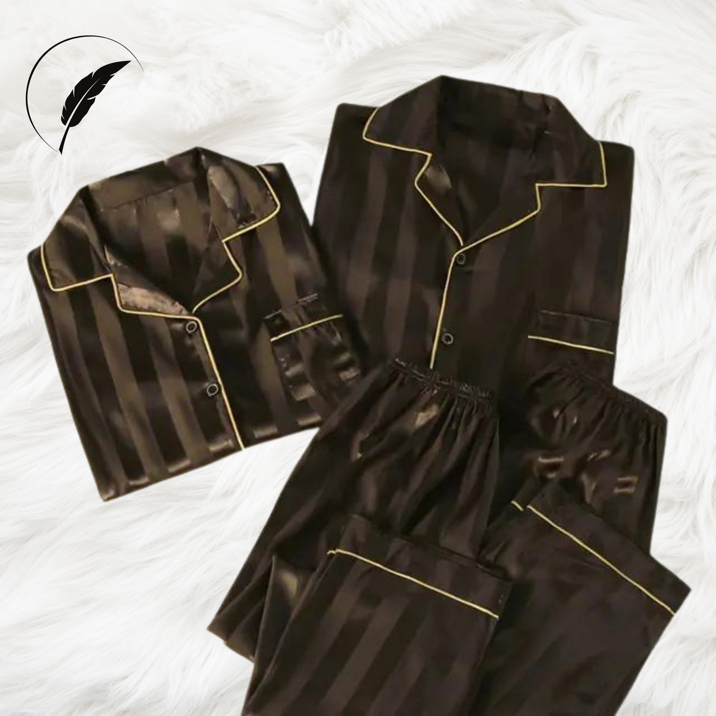 Couples Luxury Silky Soft Pajamas Sets-Black