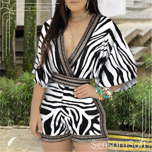 Deep V Neck Romper - 6 varying patterns