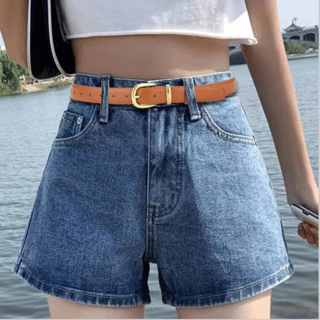 Ladies' Vintage Black Leather Belt for Jeans and Skirts