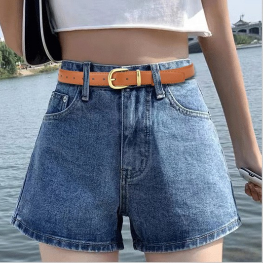 Ladies' Vintage Black Leather Belt for Jeans and Skirts