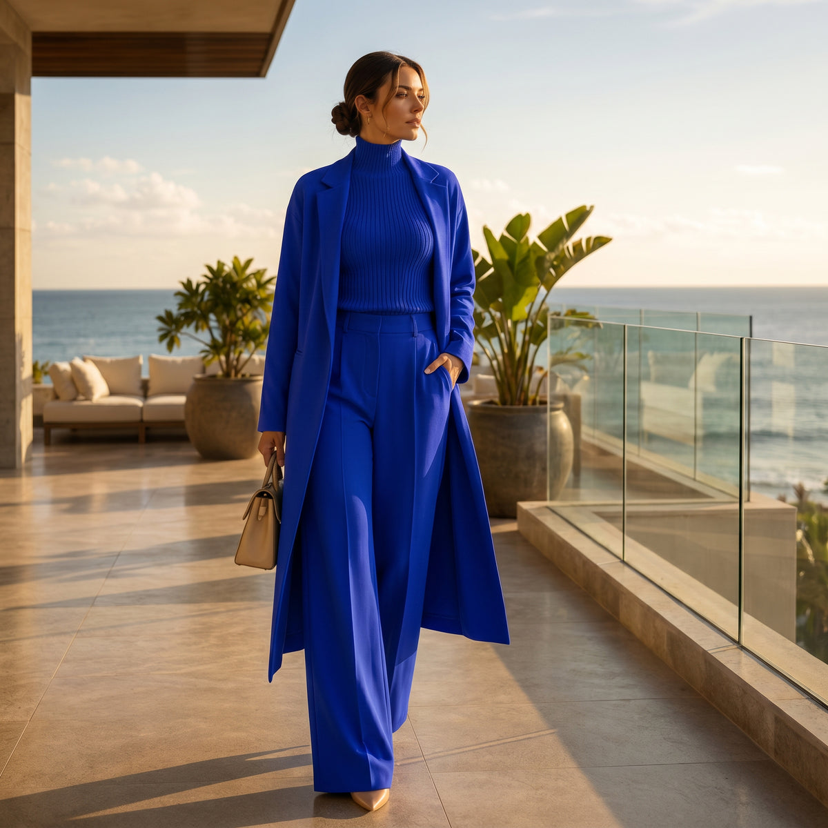  Chic Commuter™ 3-Piece Knit Set -BLUE SUN