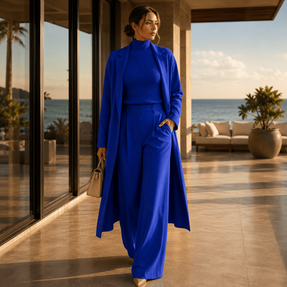  Chic Commuter™ 3-Piece Knit Set-BLUE
