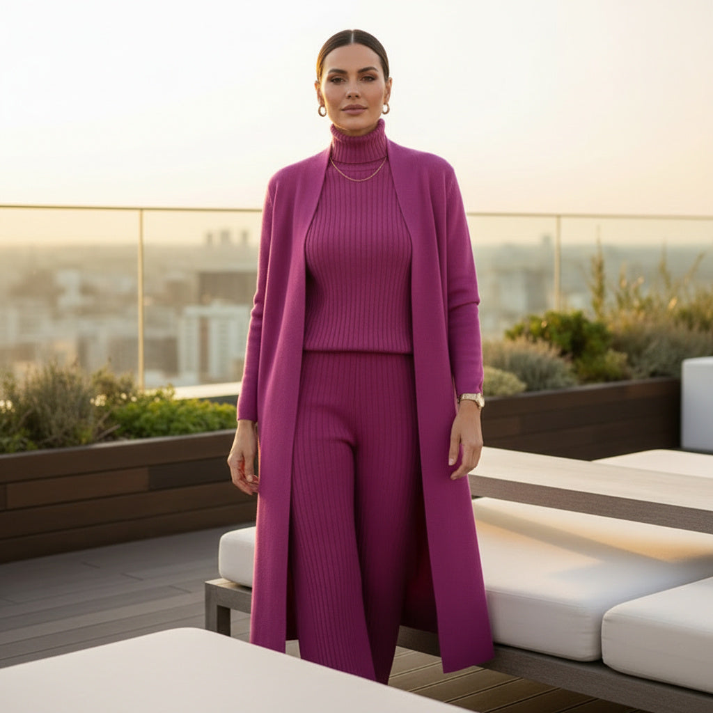  Chic Commuter™ 3-Piece Knit Set -ROSES