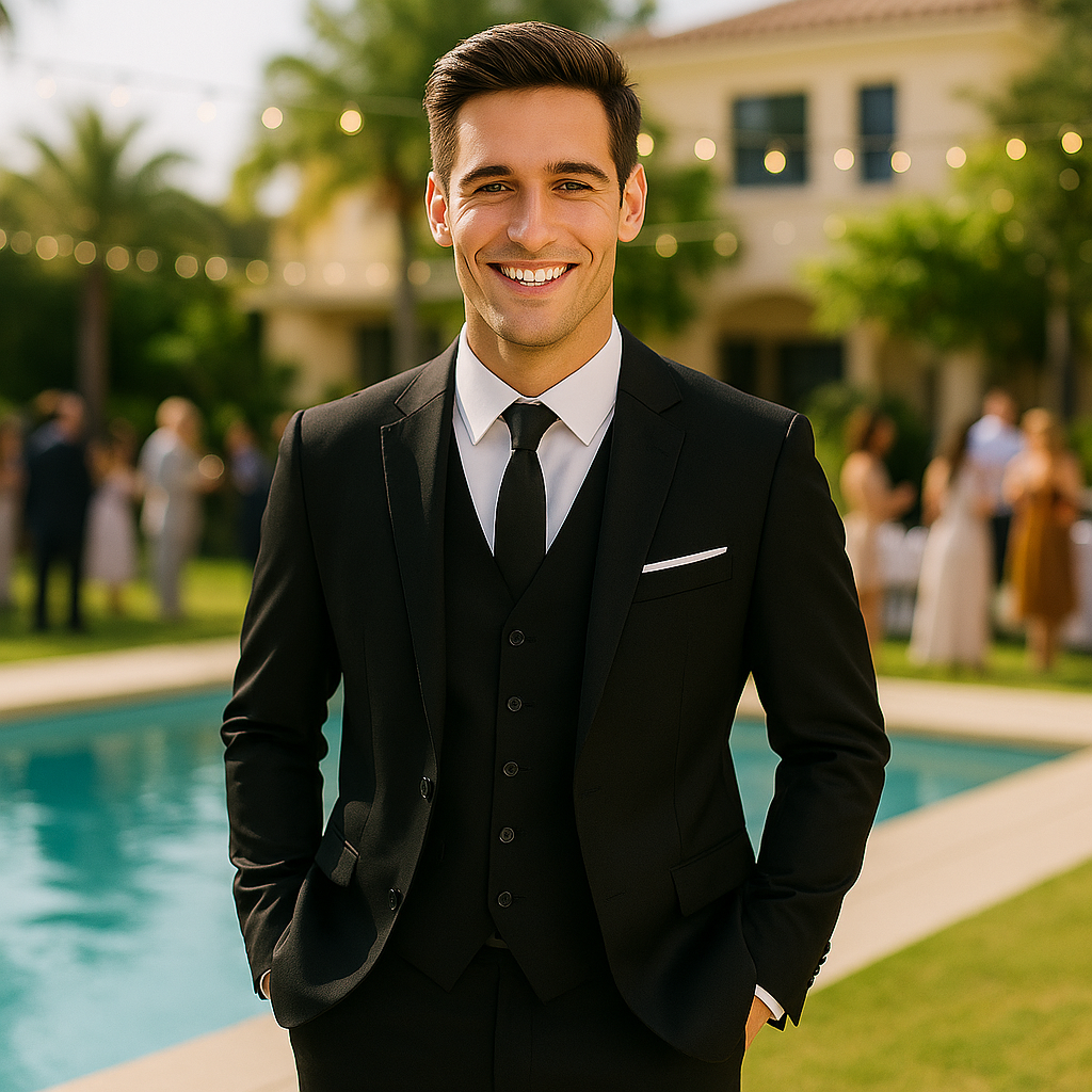 Casual Suit for Business and Wedding Attire in Sophisticated Black