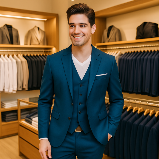 Casual Suit for Business and Wedding Attire in Classic Navy Blue