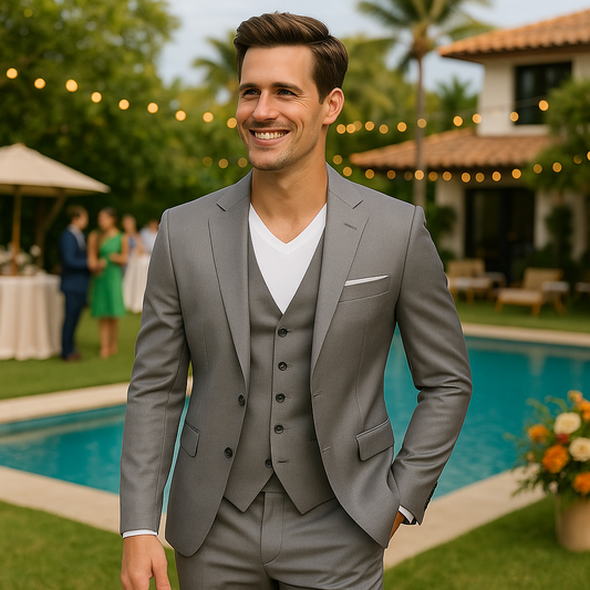 Casual Suit for Business and Wedding Attire in Stylish Grey