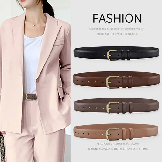Women's Leather Belt with Simple Design for Jeans and Skirts