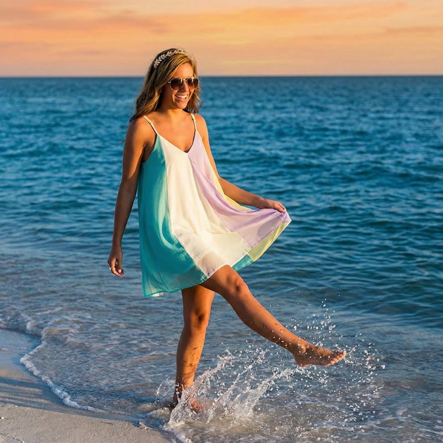 Chiffon Beach Dress - Spaghetti Strap Design