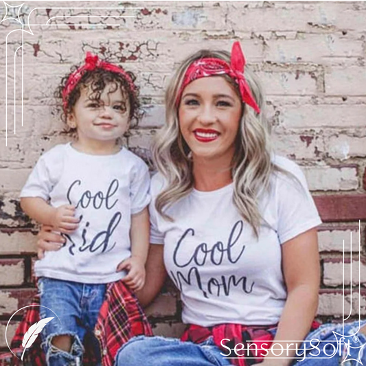 Cool Mom' & 'Cool Kid' Matching Mom and Child Shirts