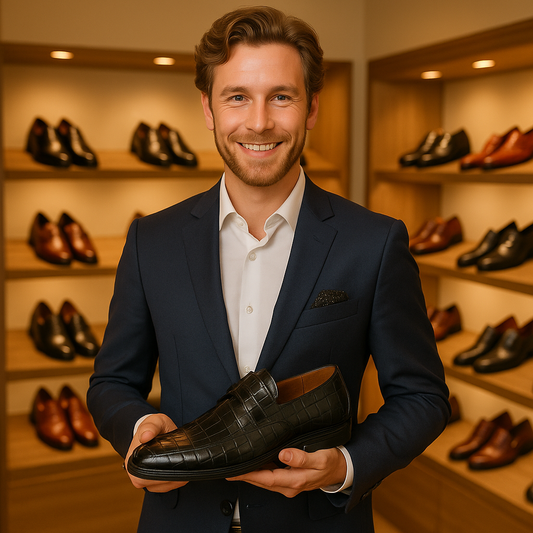 Men's Crocodile Pattern Leather Dress Shoes – Bold Elegance - In Black