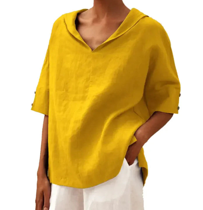 Women's Loose Cotton and Linen Shirt