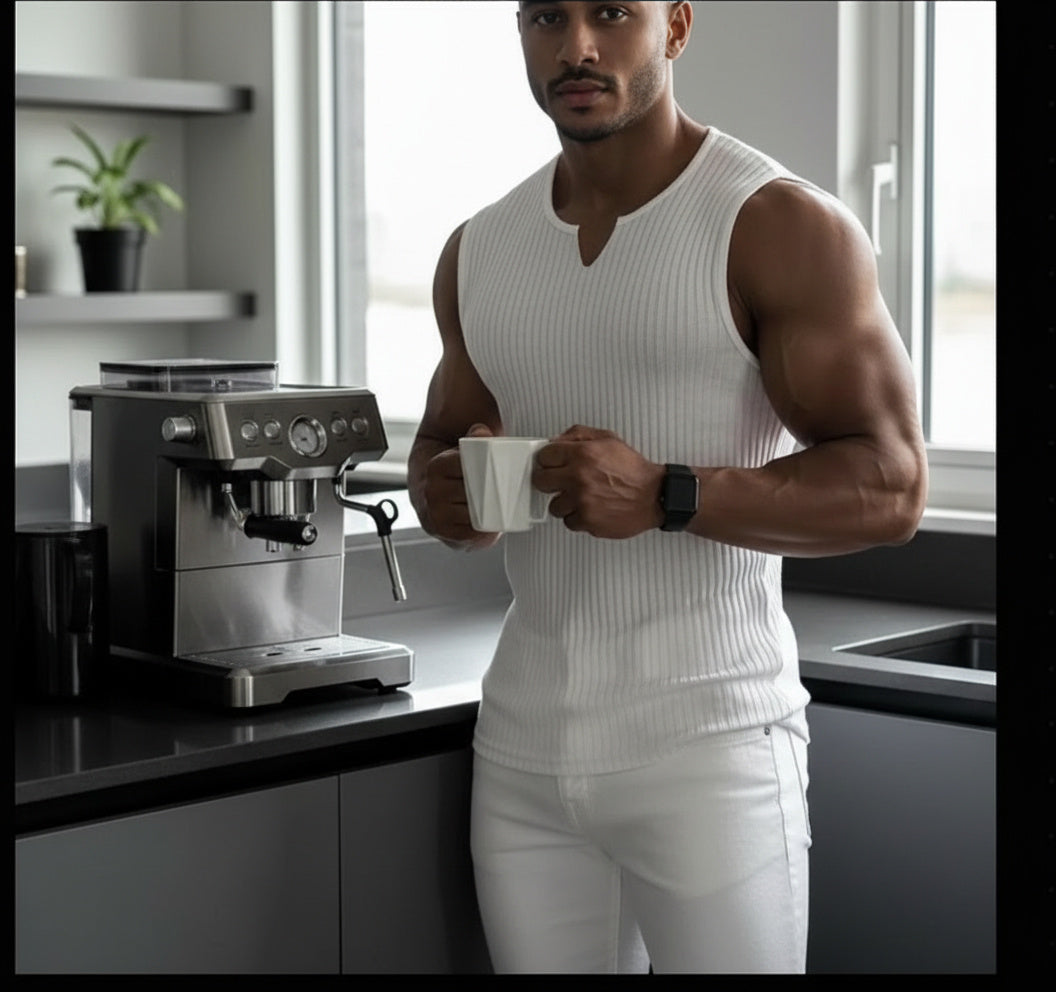 Men's Summer Knitted Striped Fitness Tank Top
