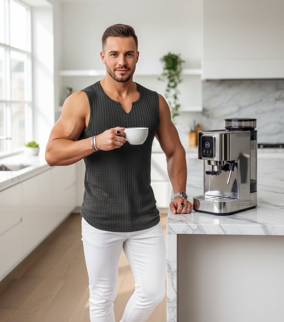 Men's Summer Knitted Striped Fitness Tank Top