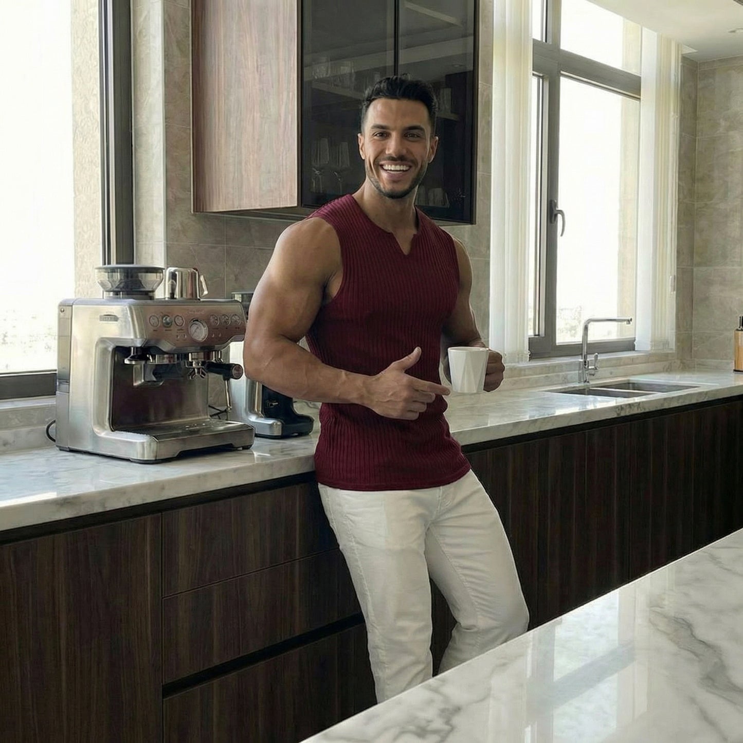 Men's Summer Knitted Striped Fitness Tank Top