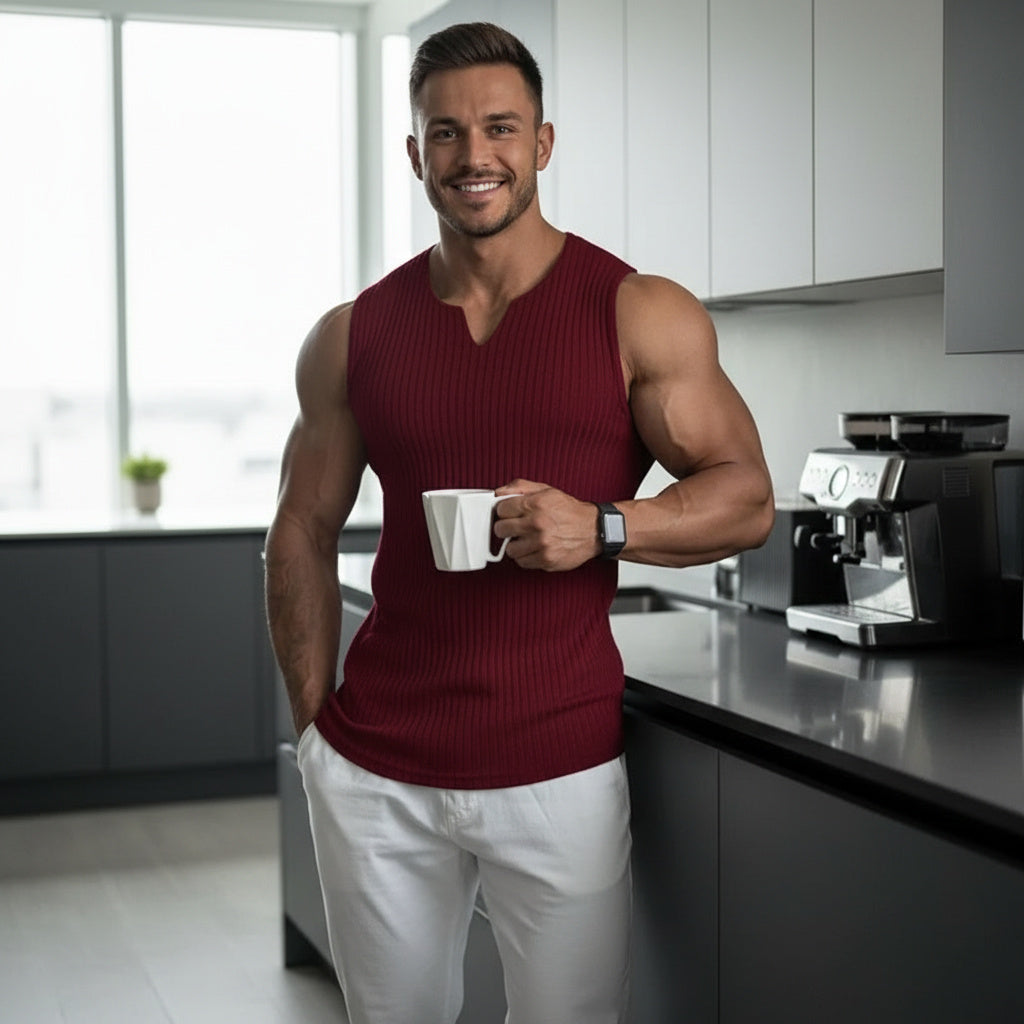 Men's Summer Knitted Striped Fitness Tank Top