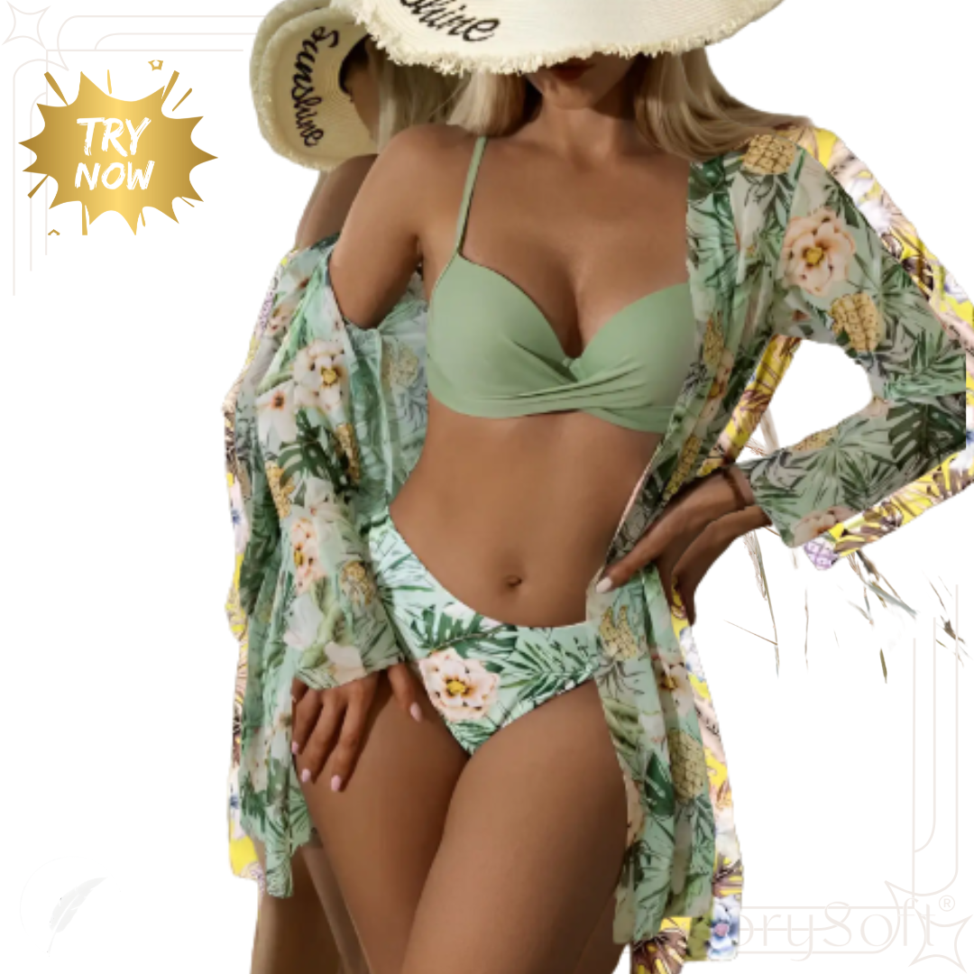 3 Piece Bikini Set with Matching Cover-Up Robe