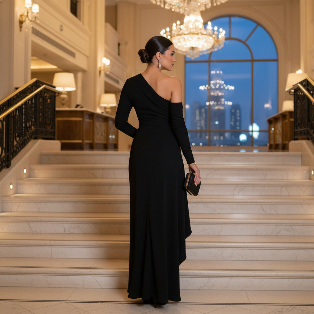 The Noiré Asymmetric Evening Gown