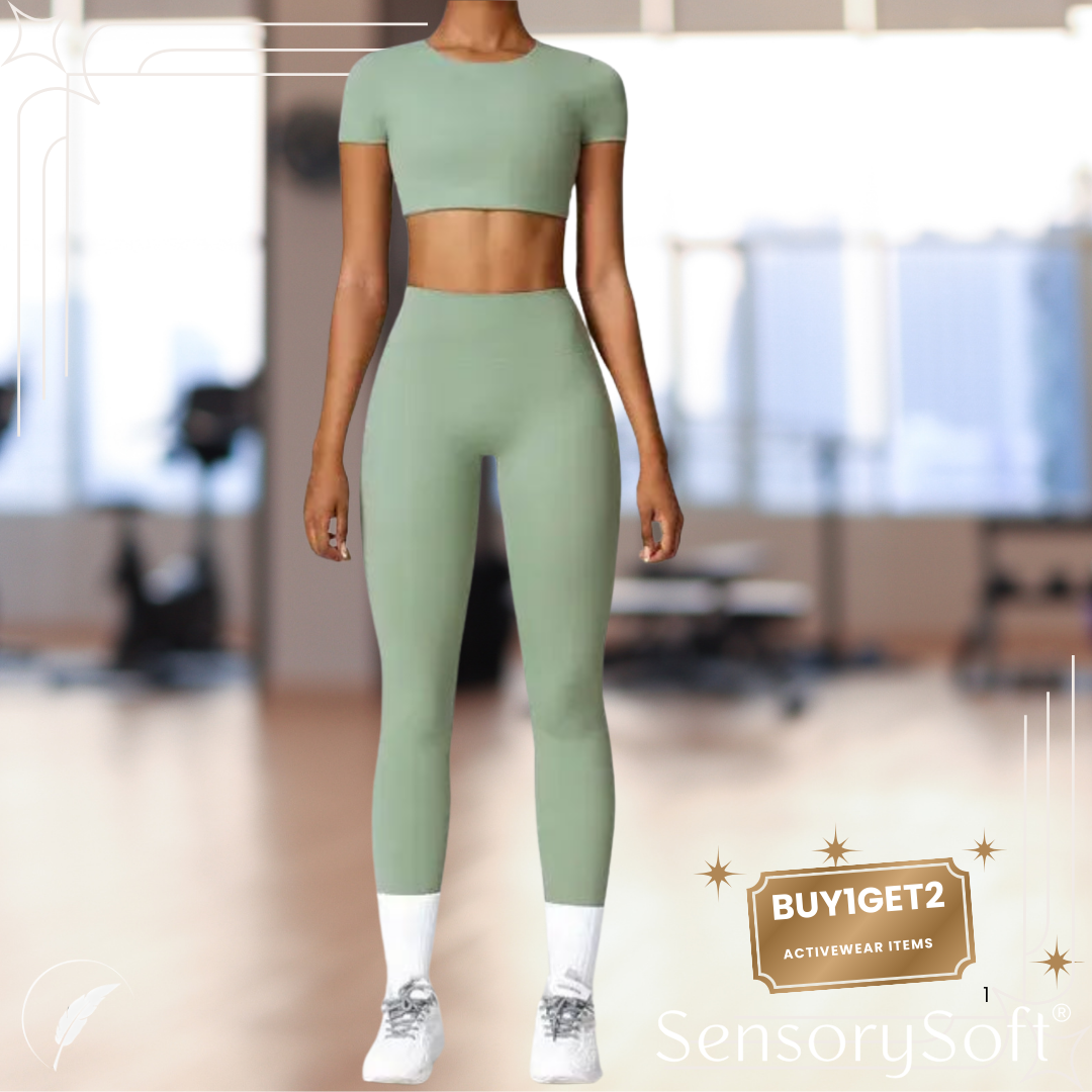 HIIT Leggings and Matching Short Sleeve Tops Workout Set