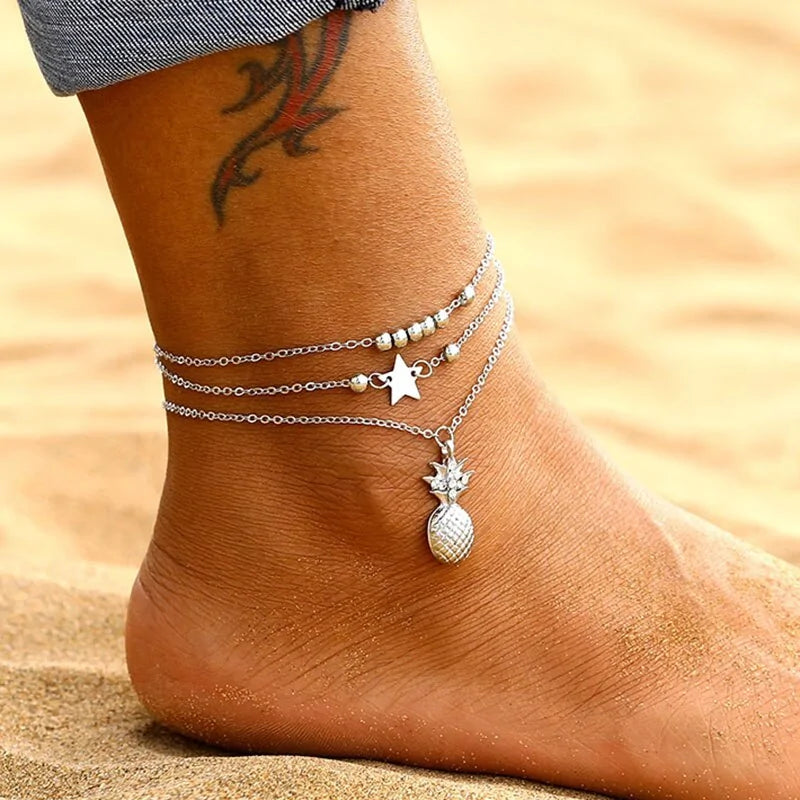 2025 New Bohemian Wave Anklets for Women - Handmade Cotton Foot Jewelry