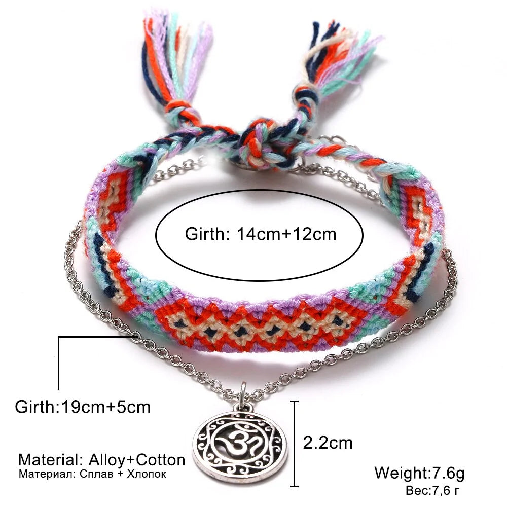 2025 New Bohemian Wave Anklets for Women - Handmade Cotton Foot Jewelry