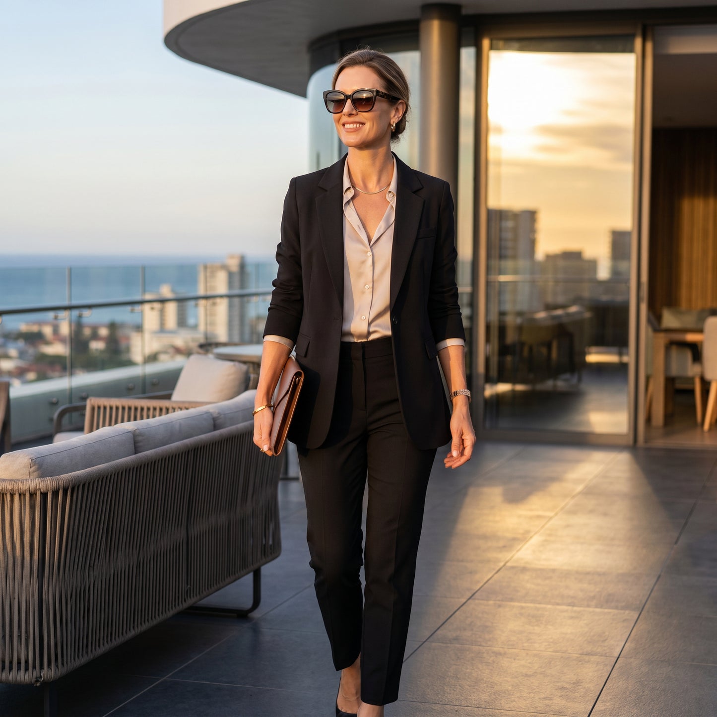 Classic Long Blazer with Pockets Single Breast