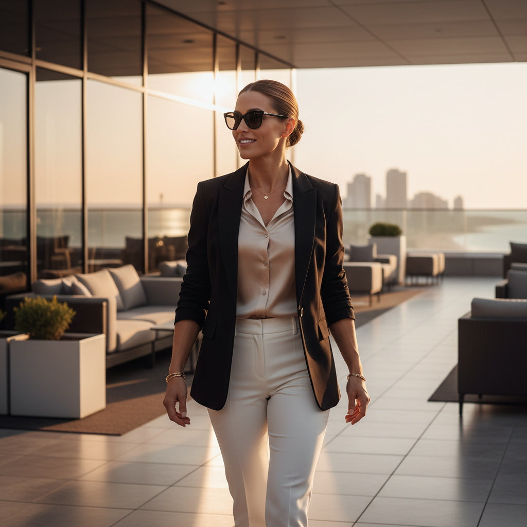 Classic Long Blazer with Pockets Single Breast
