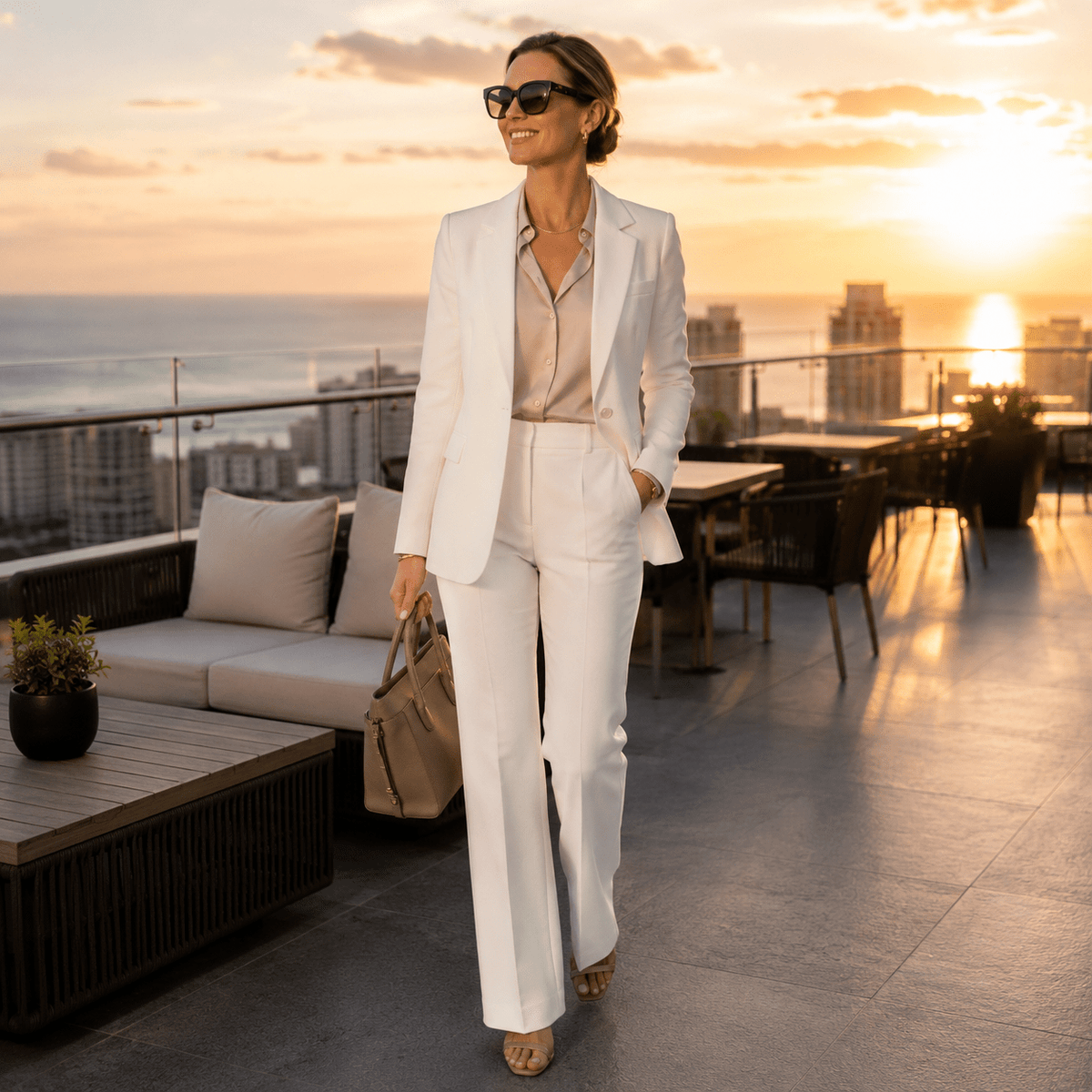 Classic Long Blazer with Pockets Single Breast