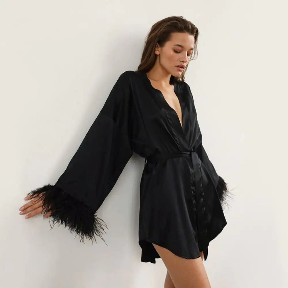 Ruby Feathered Bridesmaid Robes