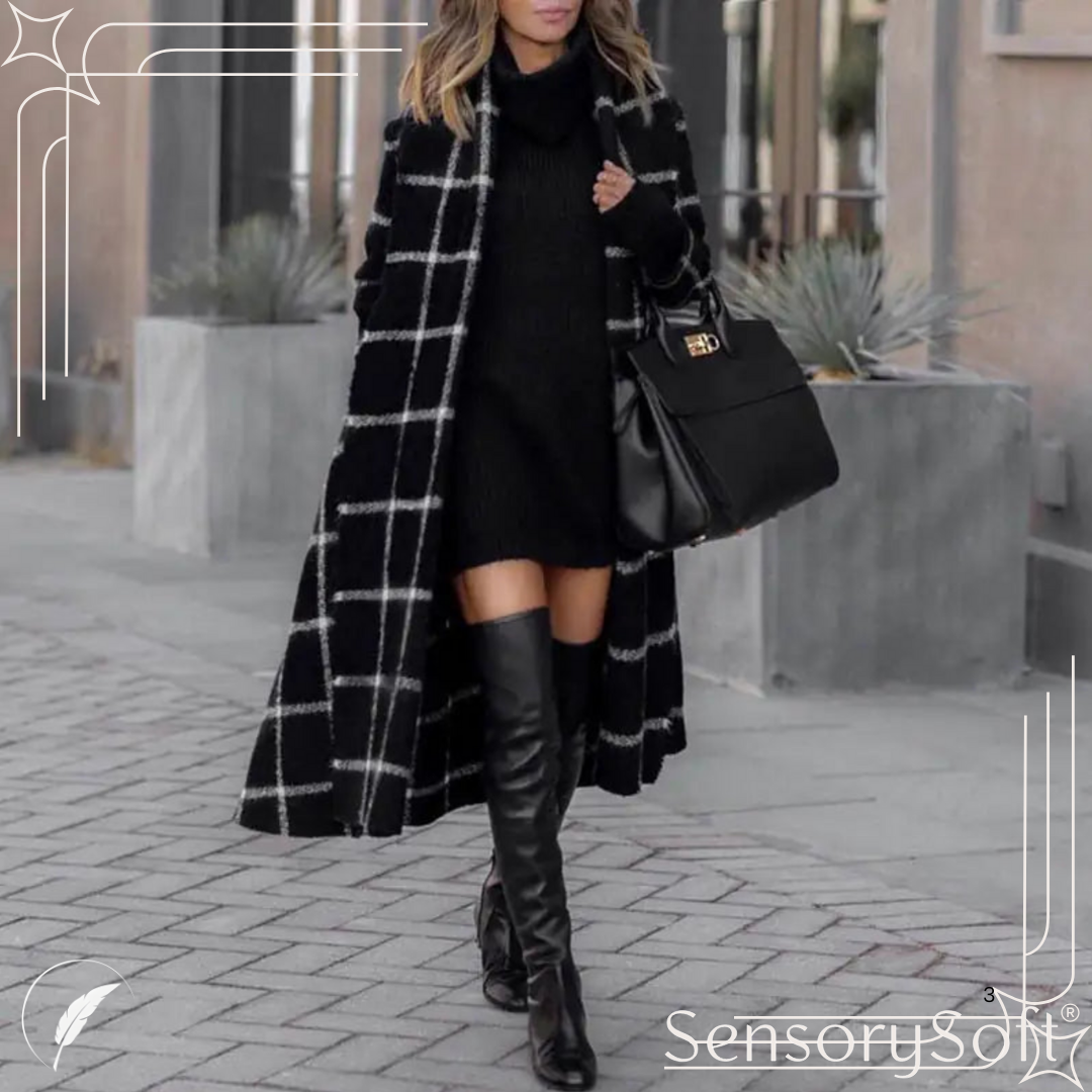 Hooded Ladies Cross Pattern Elegant Trench Coat