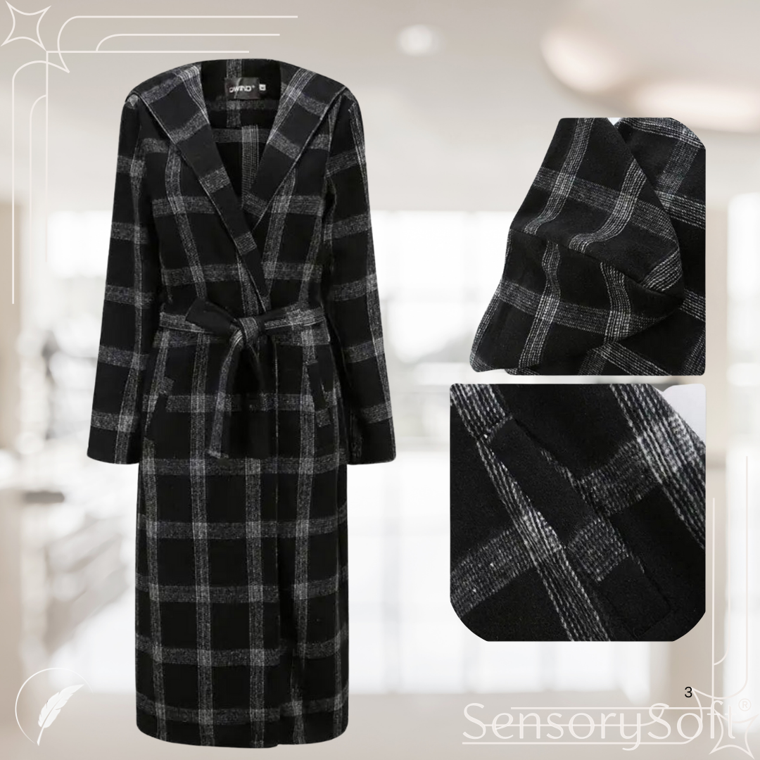 Hooded Ladies Cross Pattern Elegant Trench Coat