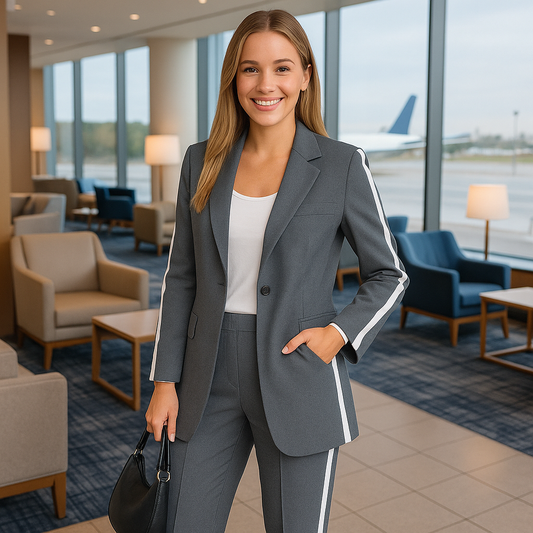 Long Sleeve Lapel Casual Suit - In Greystone Blue