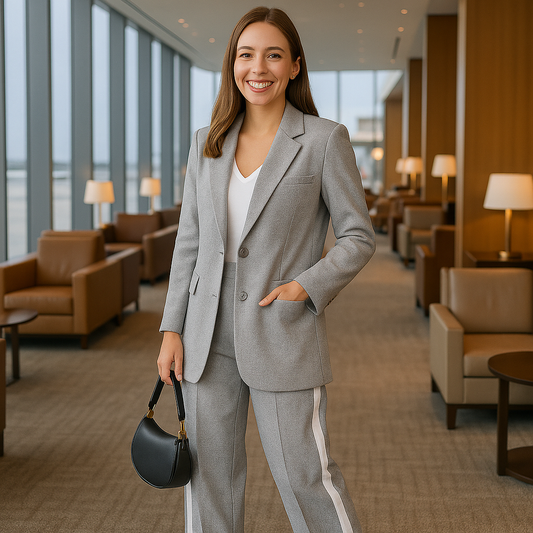 Long Sleeve Lapel Casual Suit In Elegant Gray