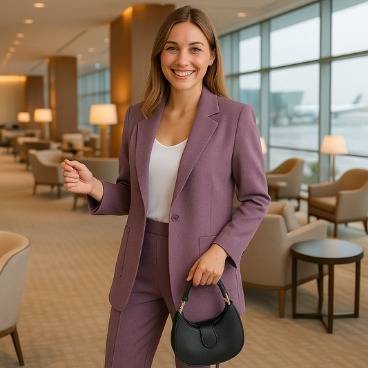 Long Sleeve Lapel Casual Suit In Modern Purple