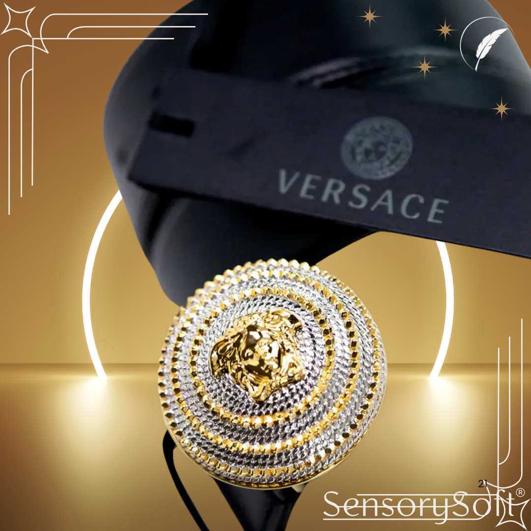 Versace Leather Round Ridged Medusa Emblem Adjustable Belt