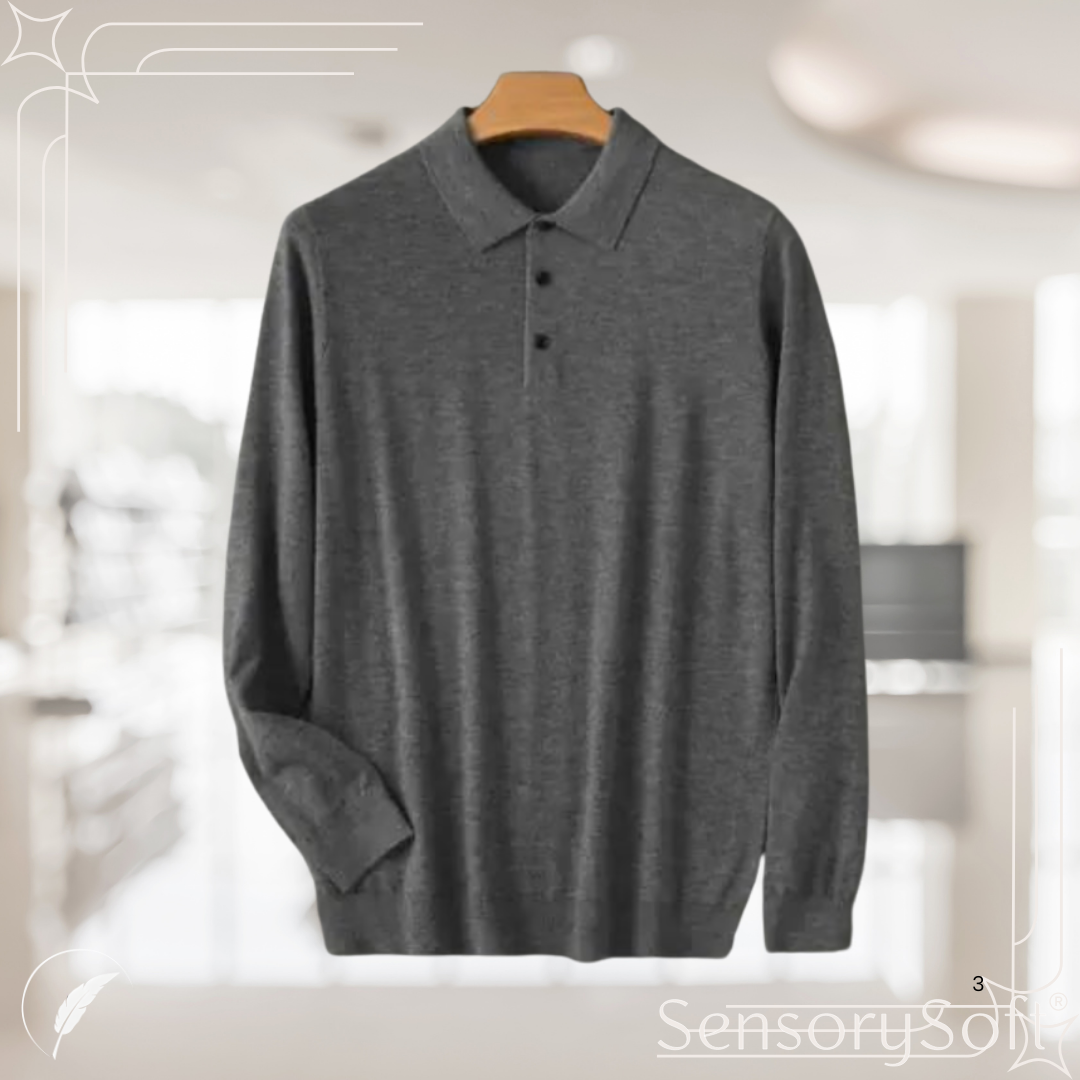 Men's 100% Pure Wool Long-Sleeved Knitted Shirt