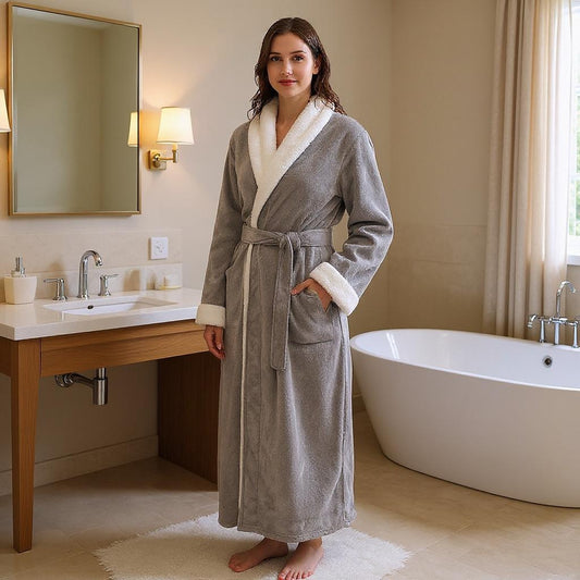 Men and Women's Winter Plus Size Coral Fleece Long Bathrobe