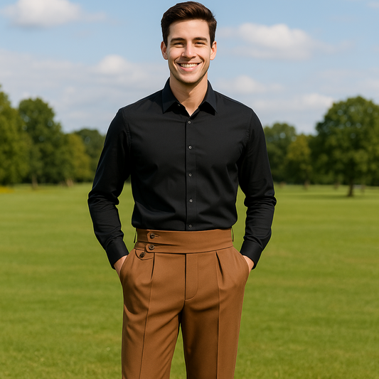 Casual Business Trousers in Khaki Brown