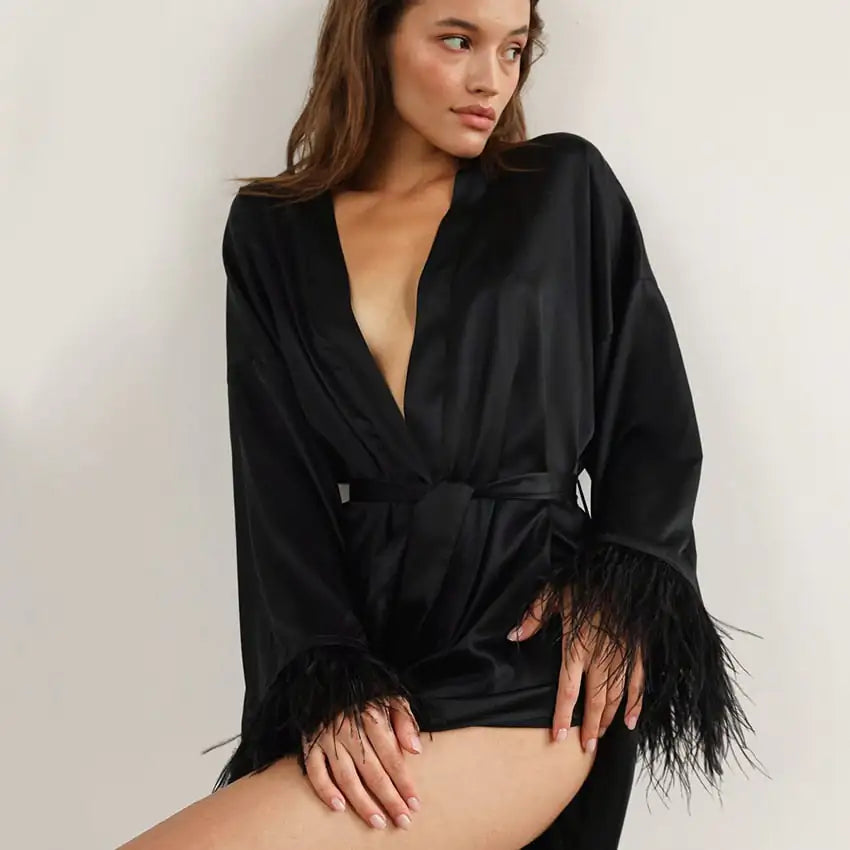 Ruby Feathered Bridesmaid Robes