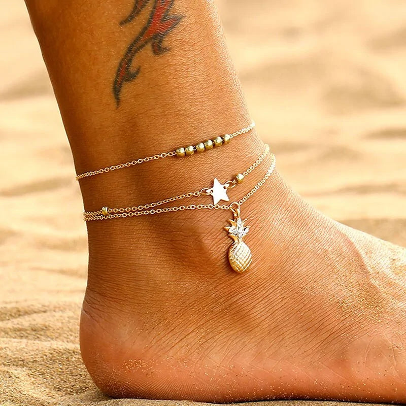 2025 New Bohemian Wave Anklets for Women - Handmade Cotton Foot Jewelry