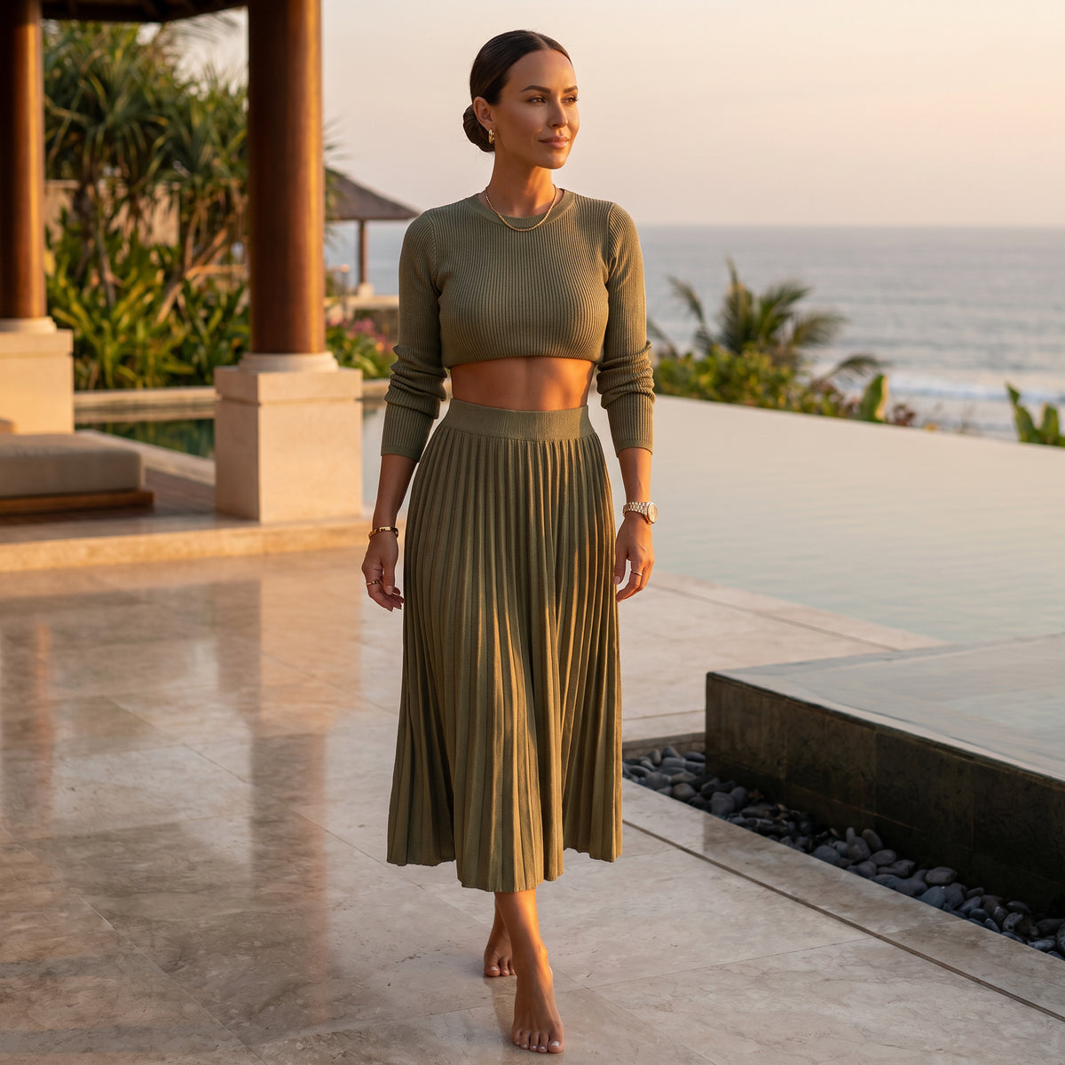 The Capri Luxe Pleated Knit Set