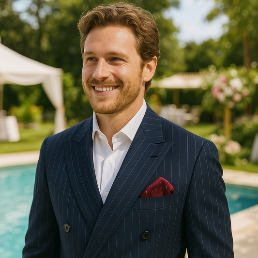 Men's Silk Pocket Squares – No13 Red with Dots
