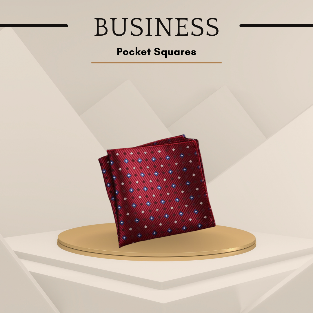 Men's Silk Pocket Squares – No13 Red with Dots