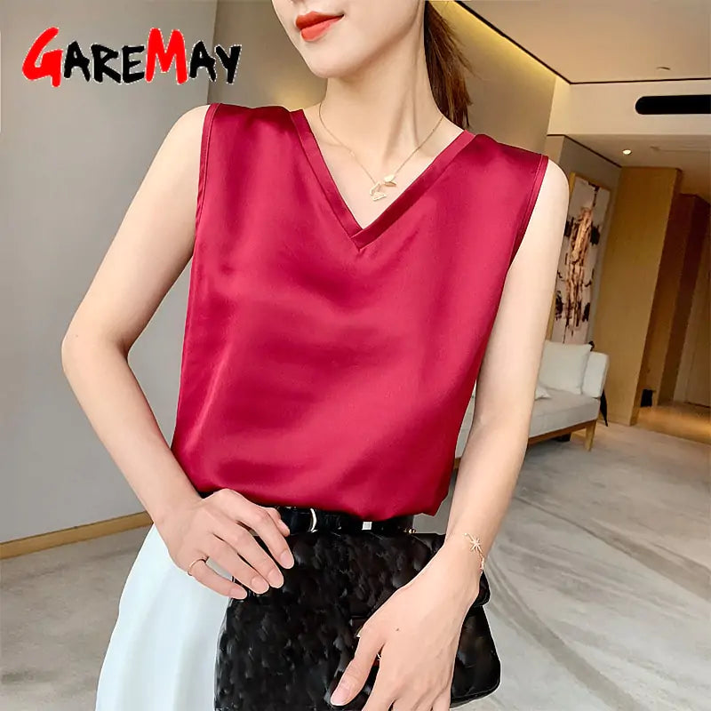 Women's Sleeveless Satin Blouse