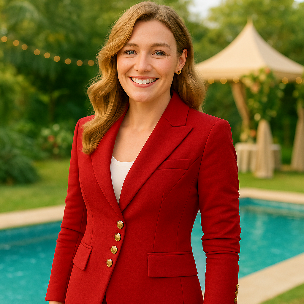 Red Two-Piece Women's Business Suit