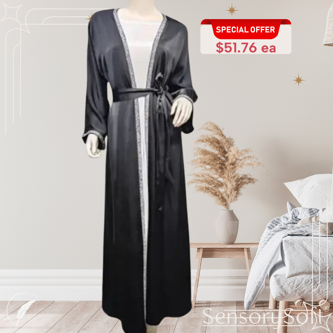 Rhinestone Dress Fashion Satin Soft Shawl Waist-tight Robe