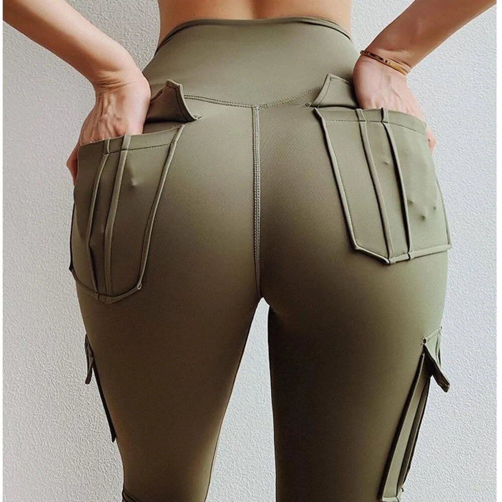 Four-Pocket High Waist Leggings and Crop Top Set