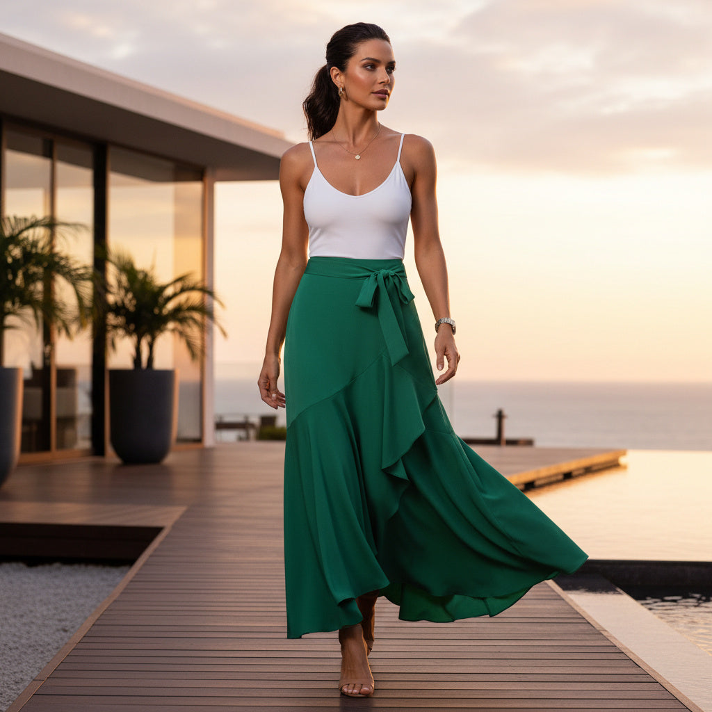 The Amalfi Ruffle Maxi Skirt