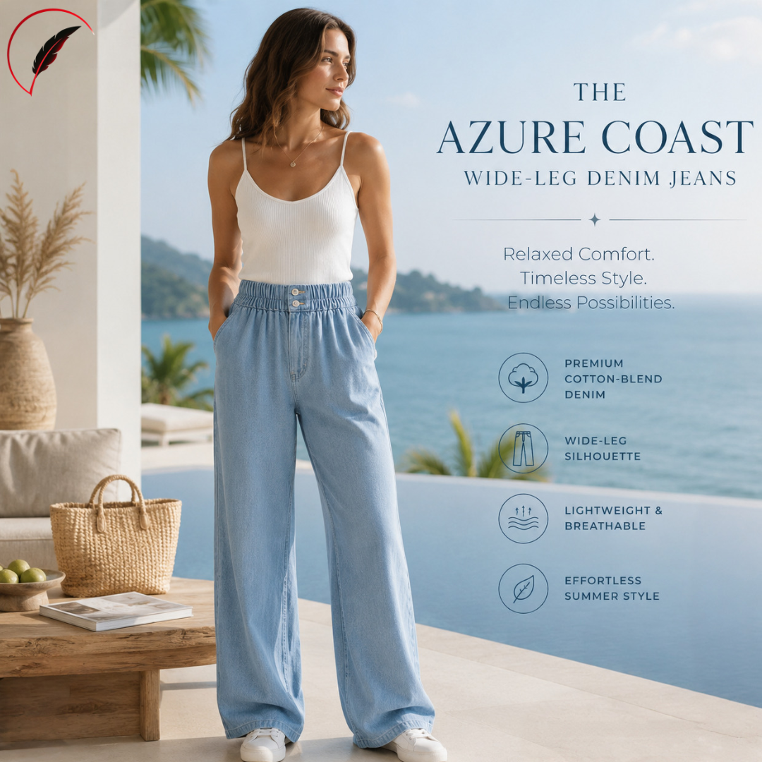 The Azure Coast Wide-Leg Denim Jeans