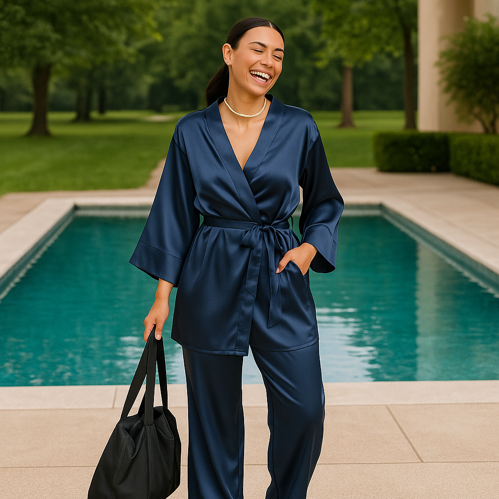 Sleek Robe and Pleated Pants Set