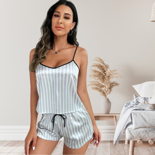 Sexy Stripe Women's Sleepwear Set – Silky Sophistication Meets Versatile Comfort